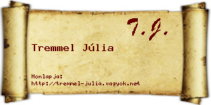 Tremmel Júlia névjegykártya