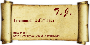 Tremmel Júlia névjegykártya